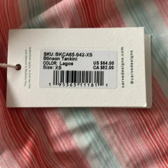 NWT Carve Design Stinson Bikini Top Multi Color Razor Back Size XS - Picture 5 of 9